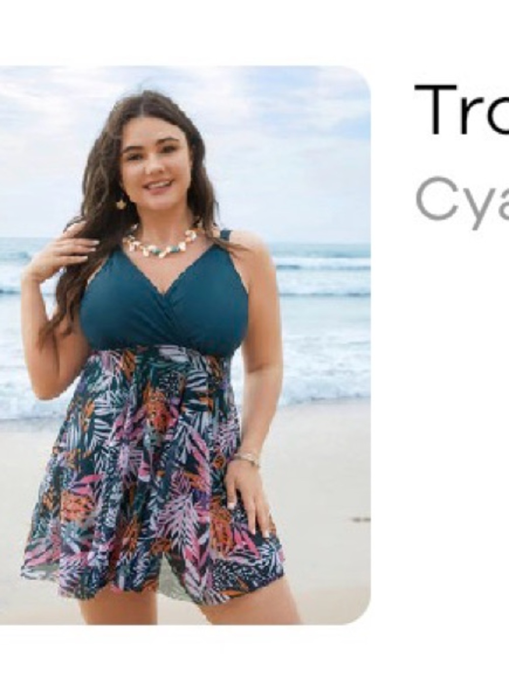 BloomChic Teal and Multi-Color Tropical Swimdress